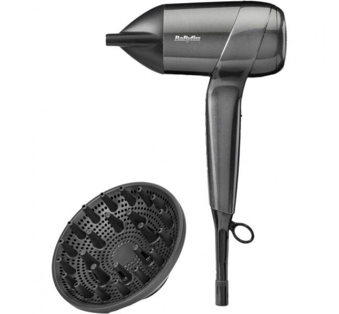 Фен Babyliss Titanium Shine, 1600Вт, 3 режими, іонізація, хол. обдув, 2 насадки, темно-сірий