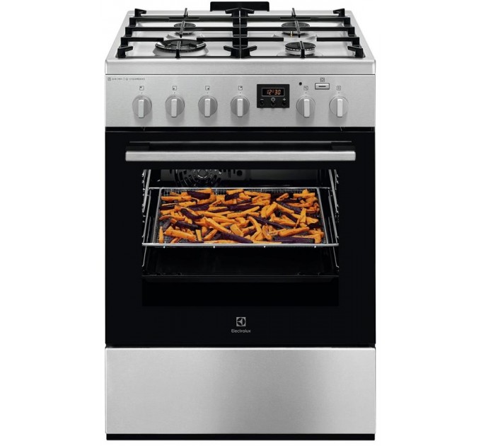 Плита Electrolux комбинированная, 58л, 60x60см, дисплей, конвекция, чугун, пар, нерж