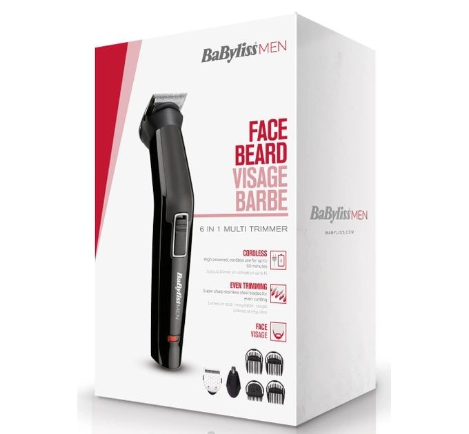 Набор для стрижки Babyliss для бороды, усов, головы и носа, акум., вибрационный мотор, насадок-6, сталь, черный