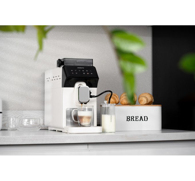 Кавомашина ARDESTO, 2л, зерно, автомат.капуч, дисплей, авторецептів -9, біло-чорний