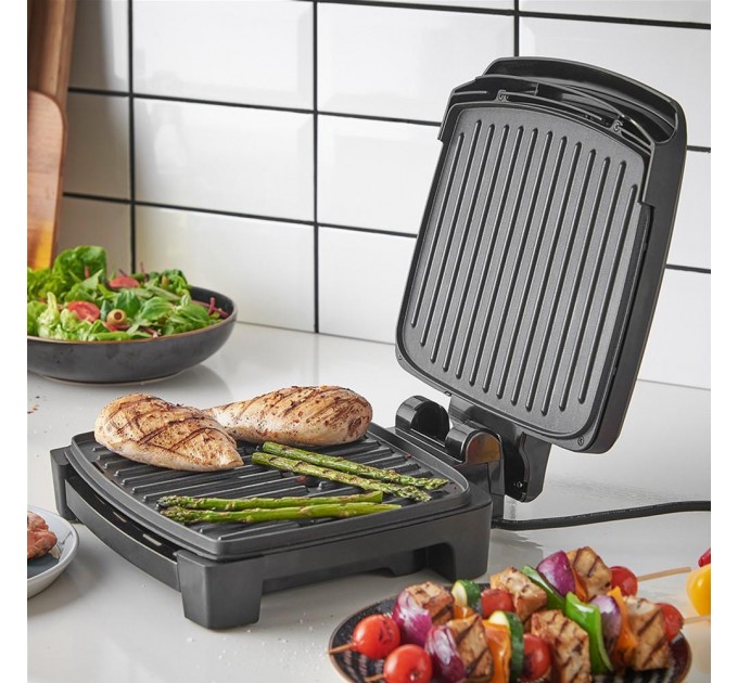 Гриль George Foreman прижимний Immersa Medium, 1300Вт, темп. режимів-1, з`ємні пластини, метал, пластик, чорний