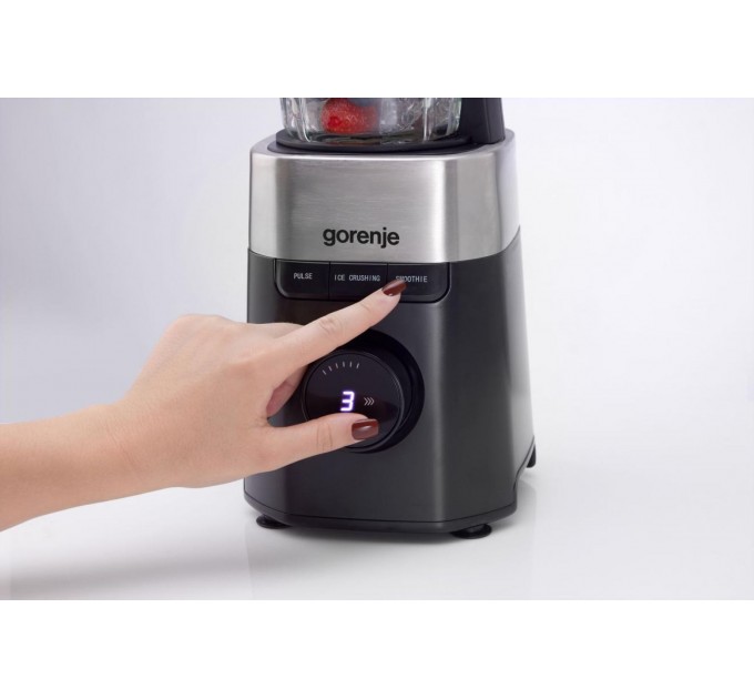 Блендер Gorenje стационарный 1000Вт, чаша-1500мл, стекло, черный
