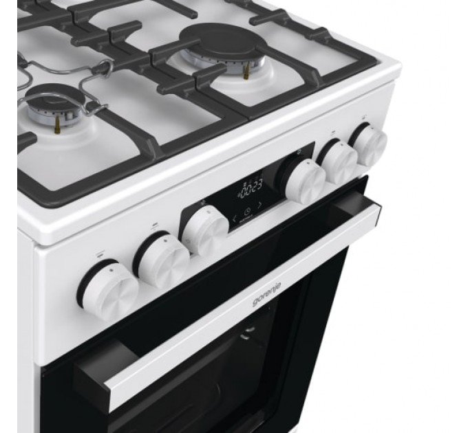 Плита Gorenje газова, 67л, 50x60см, дисплей, IconLed, чавун, білий
