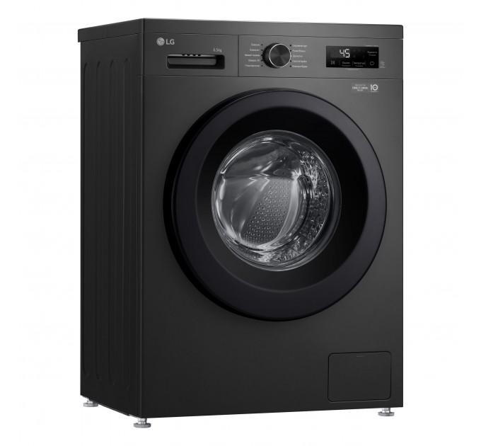 Стиральная машина LG фронтальная, 6.5кг, 1200, A+++, 44см, дисплей, пар, инвертор, черный