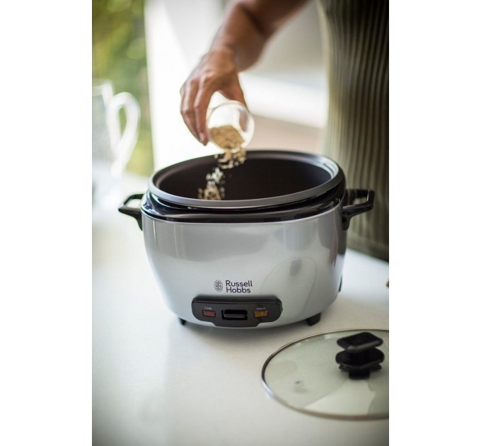 Рисоварка Russell Hobbs MaxiCook, 1000Вт, чаша-5л, электронное управл., нерж. сталь, черный
