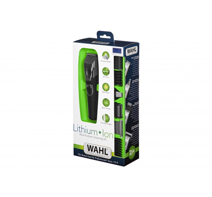 Набір для стрижки WAHL Multi Purpose Grooming Kit, для бороди і голови, мережа+акум., роторний мотор, насадок-12, сталь, чорний