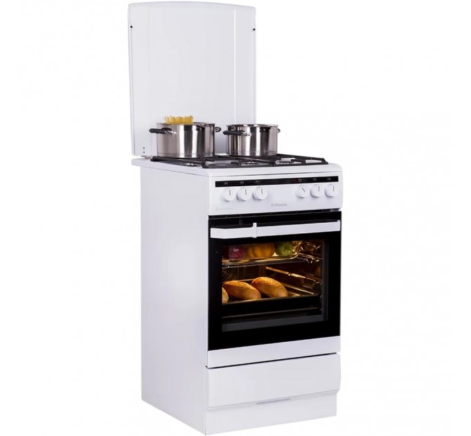 Плита Hansa комбінована, 62л, 50x60см, конвекція, чавун, білий