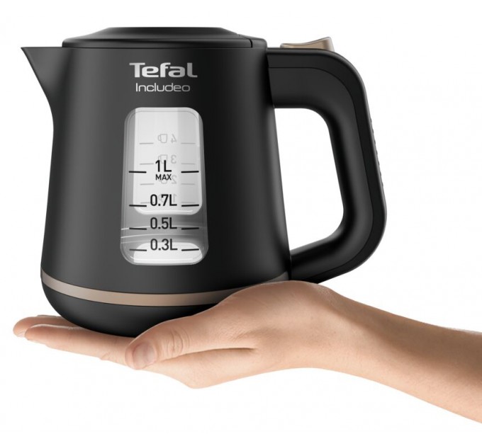 Электрочайник Tefal Includeo 1л, пластик, черный