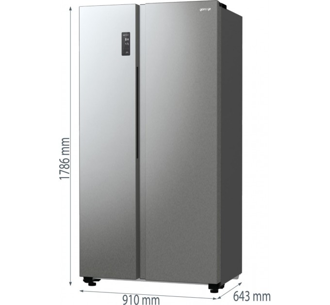 Холодильник SBS Gorenje, 179х67х92см, 2 дв., 356(191)л, А++, NF+, Инв. , Зона св-ти, Внешн.диспл, матовый серый