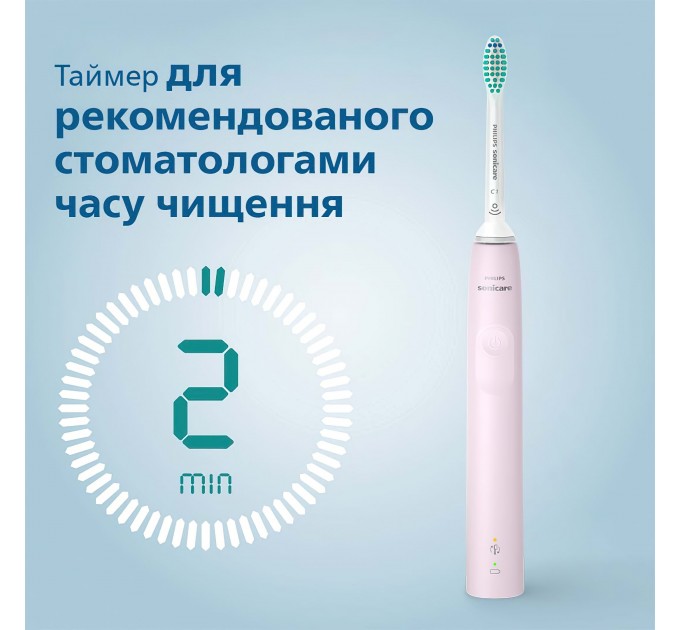 Щетка зубная электр. Philips Sonicare 3100 series, 31т. колеб/мин, насадок-1, розовый
