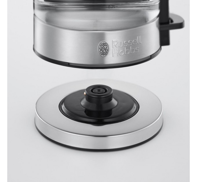 Электрочайник Russell Hobbs Compact Home 0.8л, стекло, подсветка, серебристо-черный