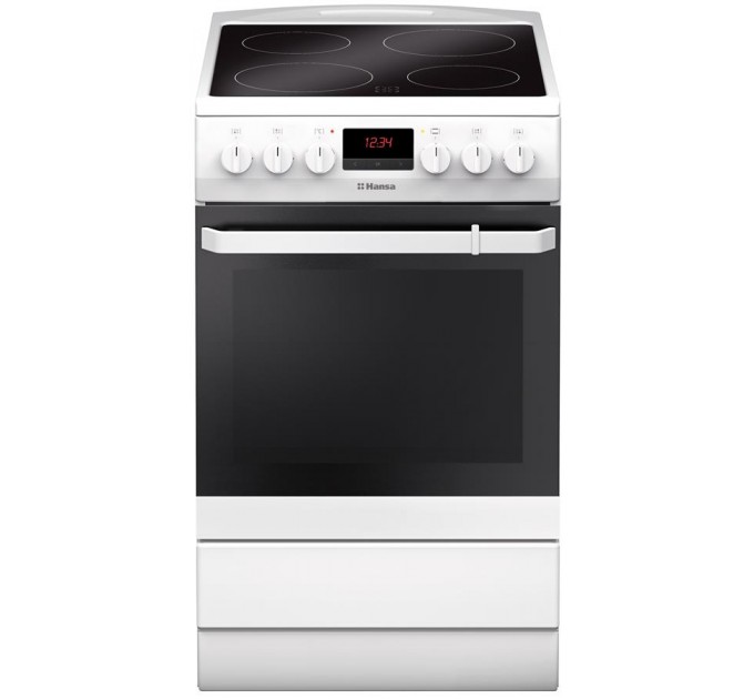 Плита Hansa электрическая стеклокерамическая, 50х60см, 62л, дисплей, белый