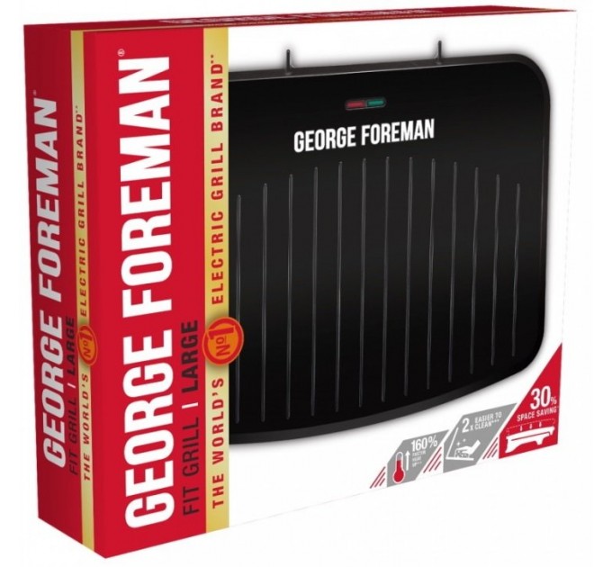 Гриль George Foreman прижимний Fit Grill Large 2400Вт, темп. режимів-1, пластик, чорний