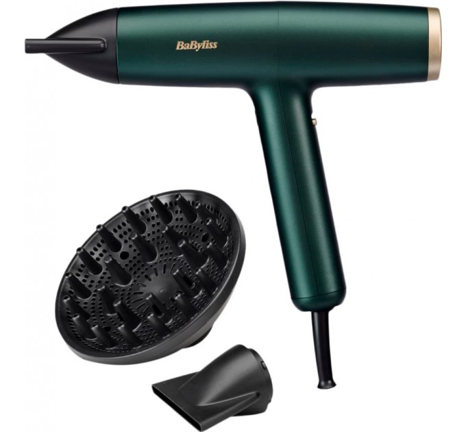Фен Babyliss Air Power Pro, 1700Вт, 3 режими, дифузор, іоніз-я, хол. обдув, зелений
