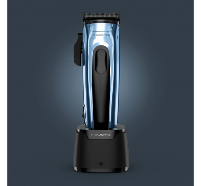Машинка для стрижки Rowenta Barber Experience, для голови, мережа+акум., роторний мотор DC, насадок-12, нержавіюча сталь з покриттям DLC, синій