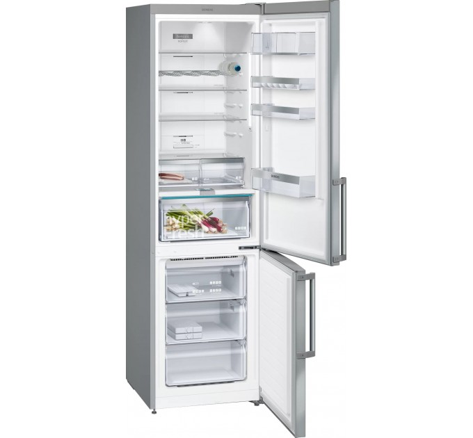 Холодильник Siemens з нижн. мороз., 203x60x67, xолод.відд.-279л, мороз.відд.-87л, 2дв., А++, NF, дисплей, нерж