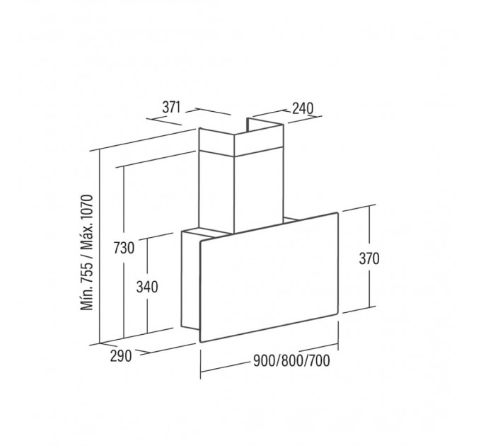 Вытяжка наклонная Cata&Can Roca, 70см, 1400м.куб/ч, Greco 70 bk, черный