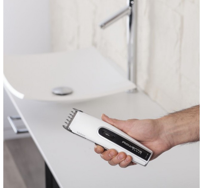 Машинка для стрижки Rowenta Nomad, мережа+акум., роторний мотор, насадок-2, кейс, сталь, біло-чорний