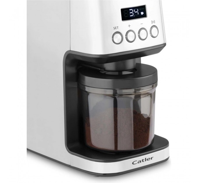 Кавомолка Catler жорнова, 180Вт, об'єм зерен-250г, 31 ступ.помолу, метал, сріблястий