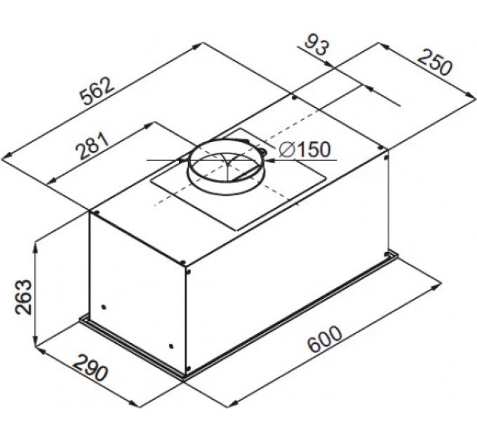 Витяжка Hansa вбудована, 60см, 455м.куб/год., чорний