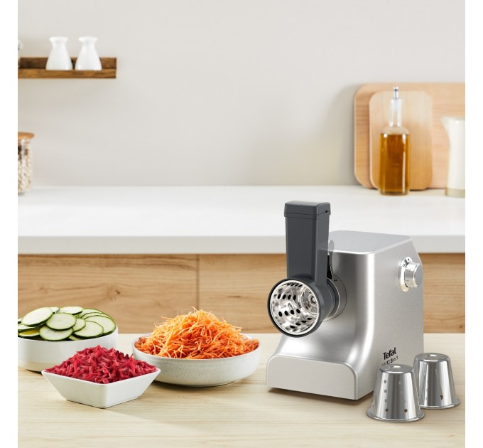 М'ясорубка Tefal HV10 8in1, 2200Вт, 5.5кг/хв, 3 решітки, насадка для ковбас, кеббе, 3 терки, метал