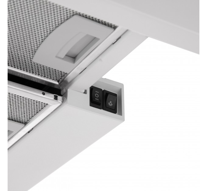Вытяжка ARDESTO телескопическая, метал, 60см, 450м3ч, метал, 2х1Вт LED, кнопочное, белый