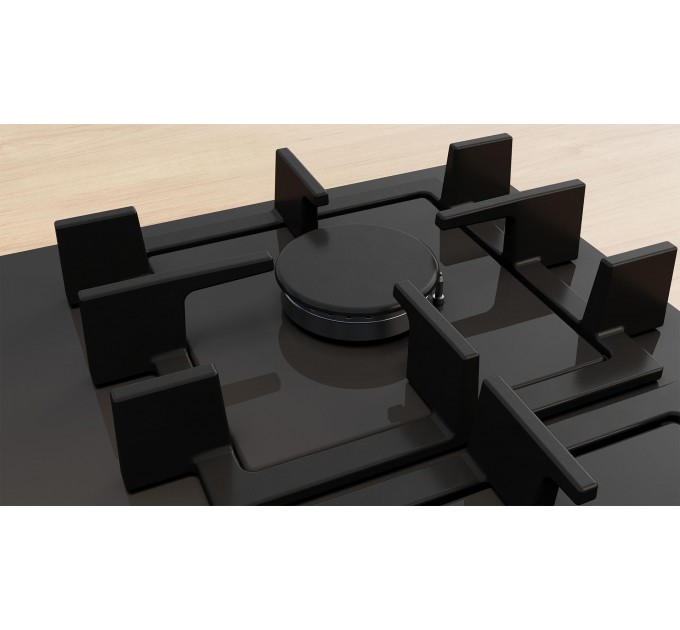 Варильна поверхня Bosch газова на склі, 60см, чавун, чорний