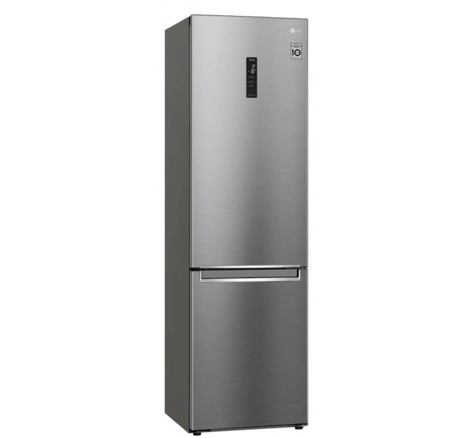 Холодильник LG с нижн. мороз., 203x60х68, холод.отд.-277л, мороз.отд.-107л, 2дв., А++, NF, инв., диспл внешн., Fresh Сonverter, Metal Fresh, серебристый