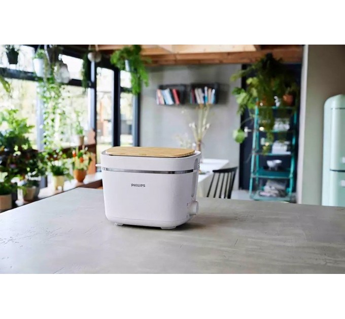 Тостер Philips Series Eco Conscious Edition 830Вт, крышка от пыли, пластик, белый