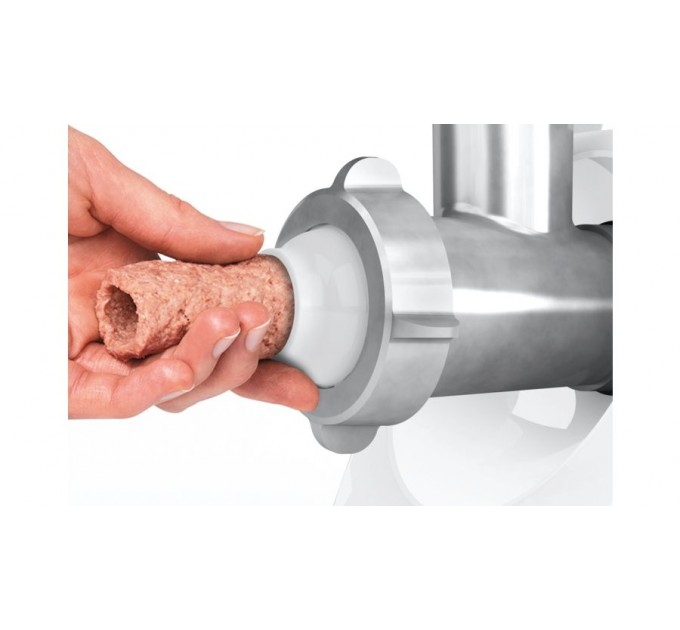 Мясорубка Bosch, 1500Вт, 1.8кг/мин, 2 решетки, насадка для колбас, кеббе, пластик, белый