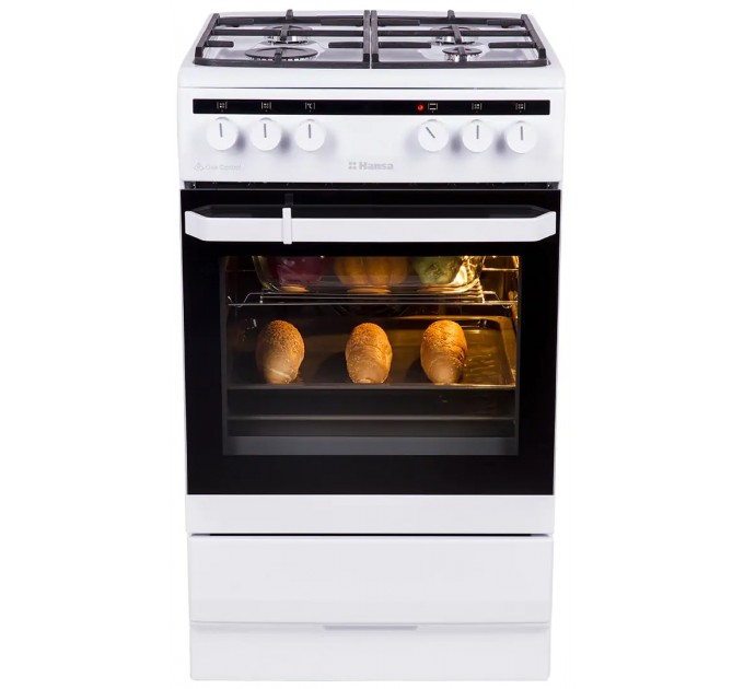 Плита Hansa комбінована, 62л, 50x60см, конвекція, чавун, білий