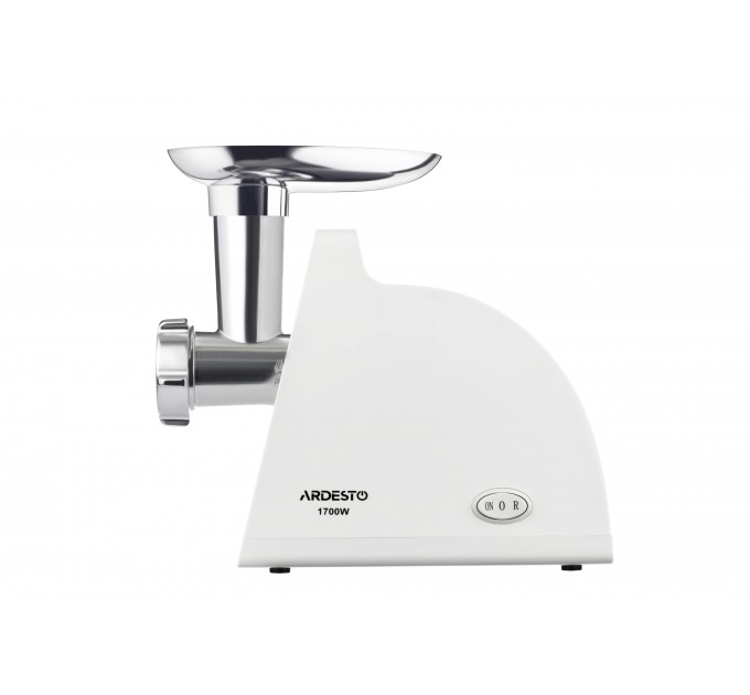М'ясорубка ARDESTO, 1700Вт, 1.6кг/хв, 2 решітки, насадка для ковбас, кеббе, пластик, білий