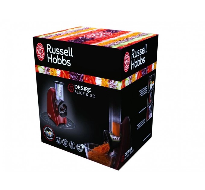 Мультирезка Russell Hobbs Desire Slice&Go, 200Вт, 3 насадки, корпус-пластик, крассный