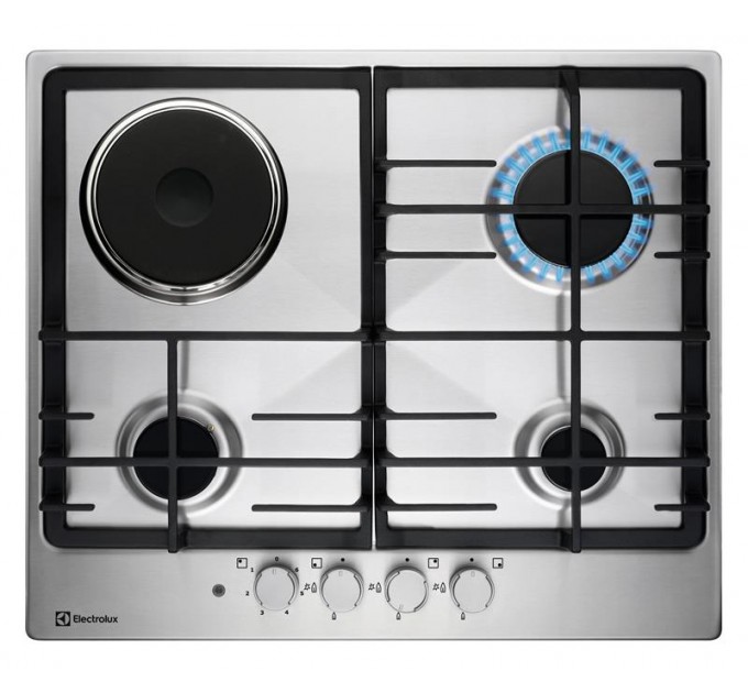 Варочная поверхность Electrolux комбинированная (3 газ + 1 электро), 60см, чугун, нерж