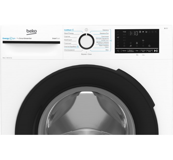 Стиральная машина Beko фронтальная, 10кг, 1400, A+++, 58см, дисплей, инвертор, пар, белый