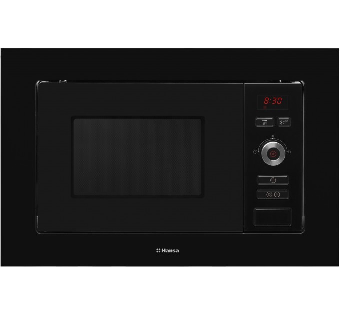 Микроволновая печь Hansa встраиваемая, 20л, электр. управл., 800Вт, гриль, дисплей, откр.кнопкой, черный