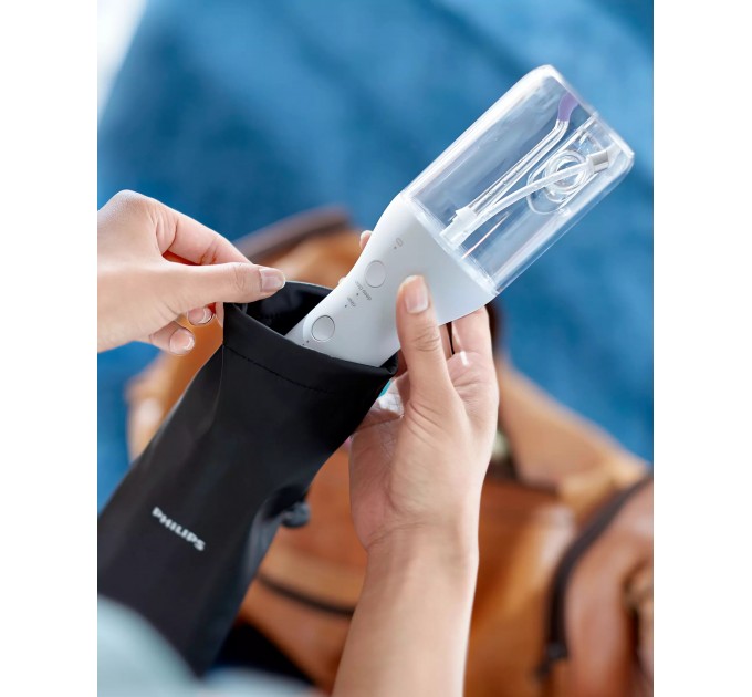 Іригатор Philips портативний Sonicare Cordless Power Flosser 3000, чаша 250 мл, чохол, 2 насадки , білий