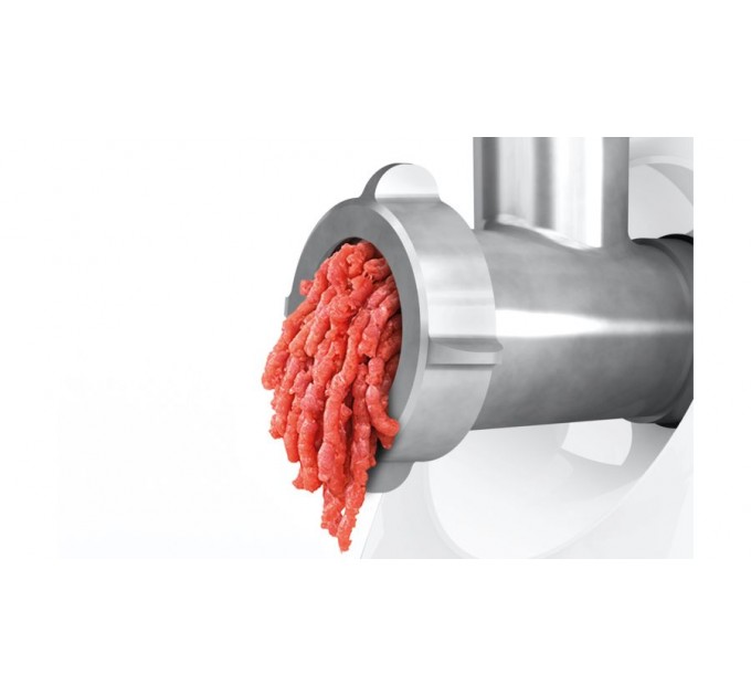 Мясорубка Bosch, 1500Вт, 1.8кг/мин, 2 решетки, насадка для колбас, кеббе, пластик, белый