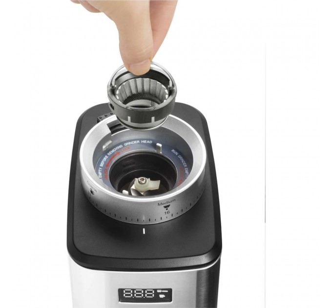 Кавомолка Catler жорнова, 180Вт, об'єм зерен-250г, 31 ступ.помолу, метал, сріблястий