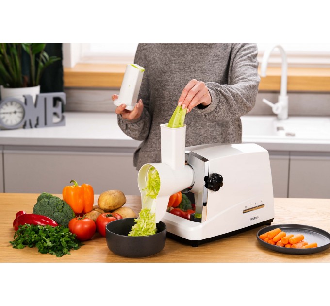 М'ясорубка ARDESTO, 1750Вт, 2кг/хв, 3 решітки, насадка для ковбас, кеббе, 4 терки, пластик, біло-сріблястий
