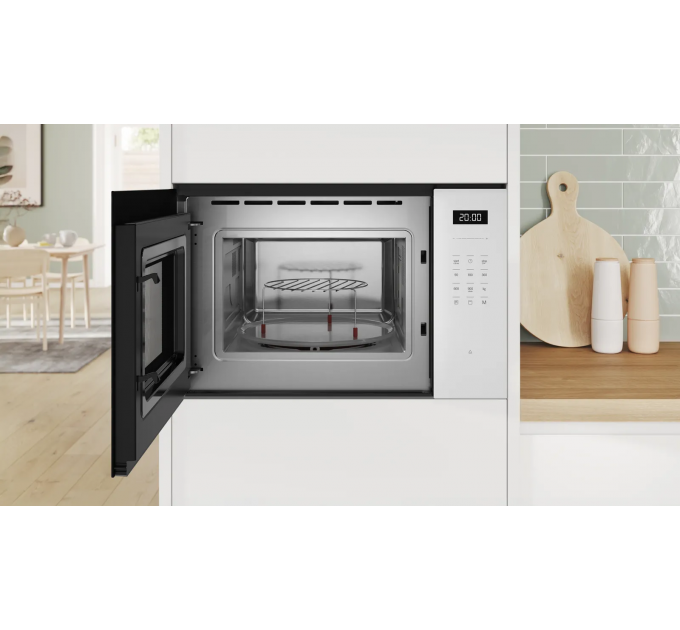 Мікрохвильова піч Bosch вбудована, 25л, електр. керув., 900Вт, гриль, дисплей, білий