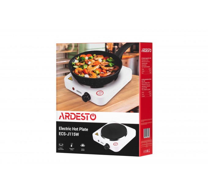 Плитка настольная ARDESTO электрическая, конф. - 1 на 1.5кВт, управл. - мех., белый