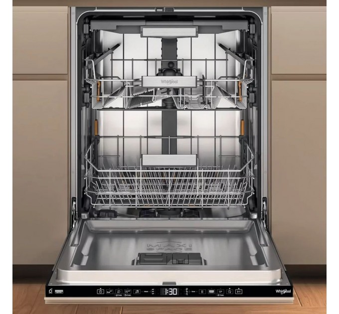 Посудомоечная машина Whirlpool встраиваемая, 15компл., A+++, 60см, дисплей, 3я корзина, белый