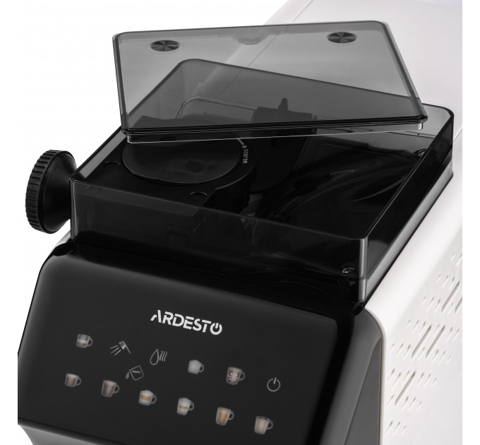 Кавомашина ARDESTO, 2л, зерно, автомат.капуч, дисплей, авторецептів -9, біло-чорний