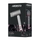 Фен ARDESTO Pink Touch, 1600Вт, 2 швидкості, 3темп.режими, іонізація, дифузор, магнітні насадки, сірий+рожевий