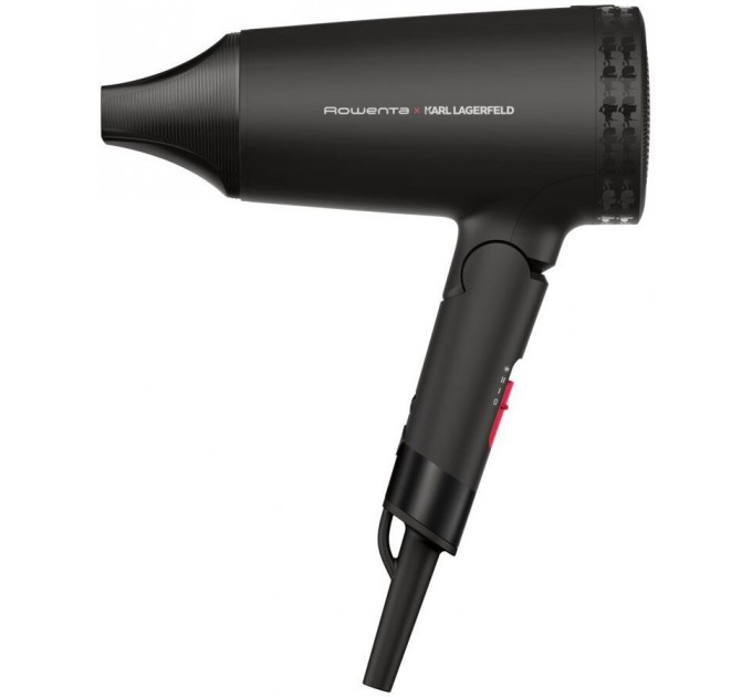 Фен Rowenta Karl Lagerfeld Express Style дорожный, 1600Вт, режимов-2, хол. обдув, складная ручка, черный