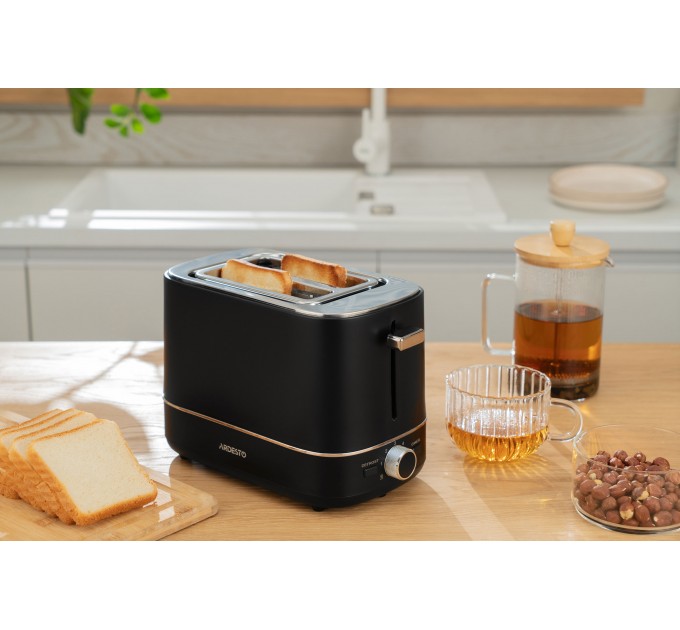 Тостер ARDESTO Timeless Elegance, 800Вт, пластик, 2 слота, чорний