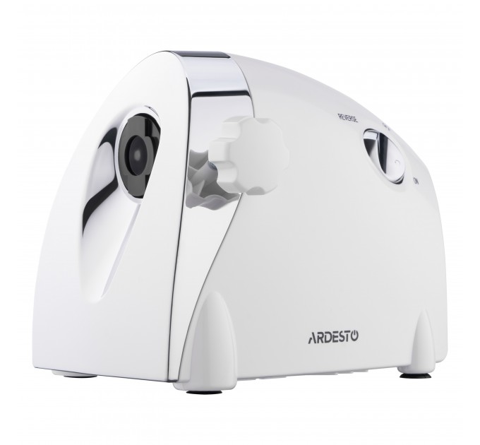 М'ясорубка ARDESTO, 2000Вт, продук.-1.9кг/хв, 3 решітки + для ковб., кеббе, 3 терки, пластик, біло-сріблястий