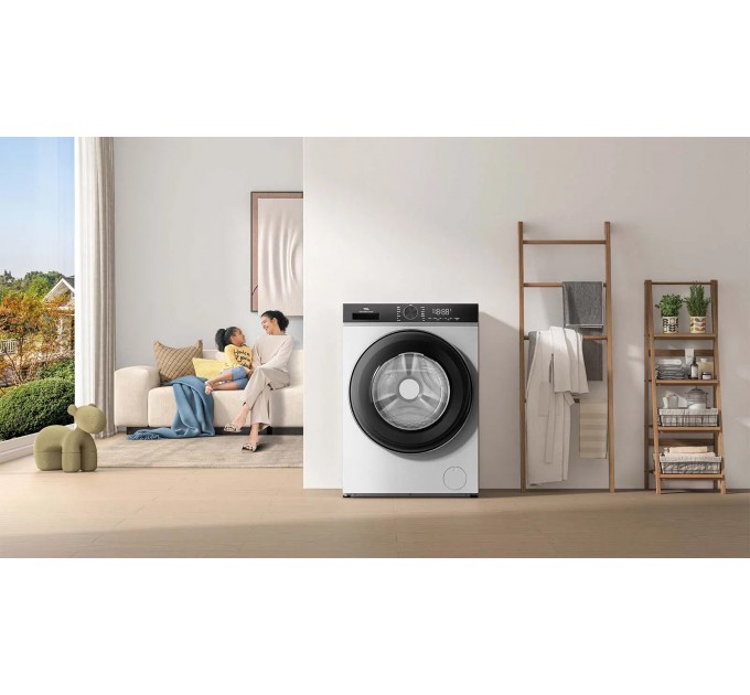 Стиральная машина TCL фронтальная, 8кг, 1400, A+++, 53см, дисплей, пар, инвертор, белый