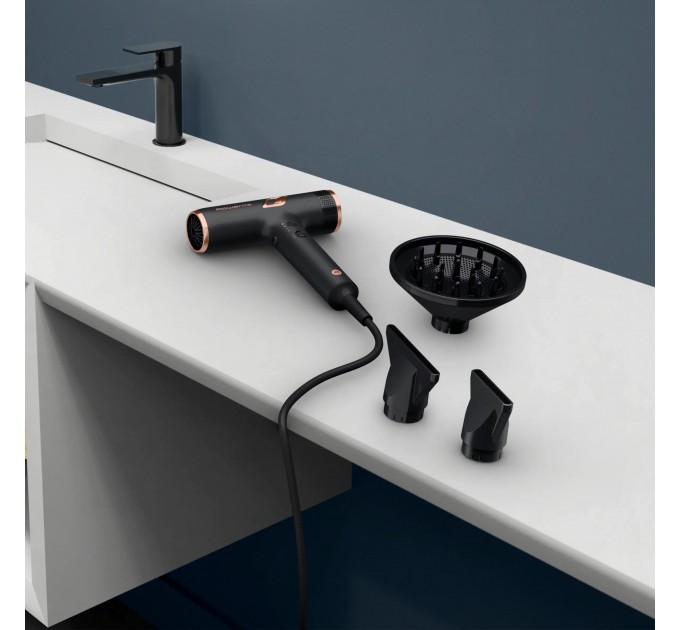 Фен Rowenta T-Shape Maestria Nano, 1700Вт, 3 режими, дифузор, іоніз-я, хол. обдув, чорний